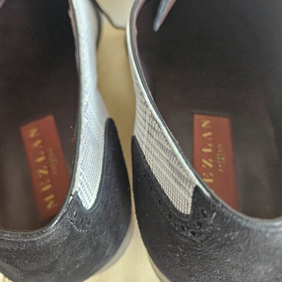 MEZLAN Plaid CapToe La With Checked Black & White Fabric Print Mens US Size 11.5 - Picture 6 of 9